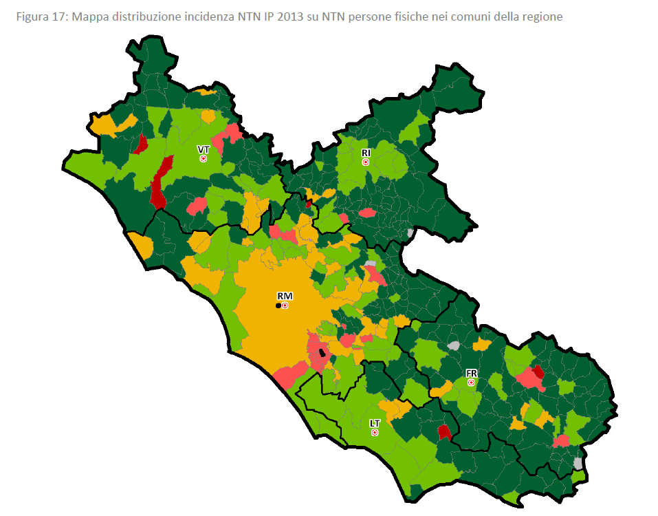 Mappa incidenza roma NTN IP regione e comuni
